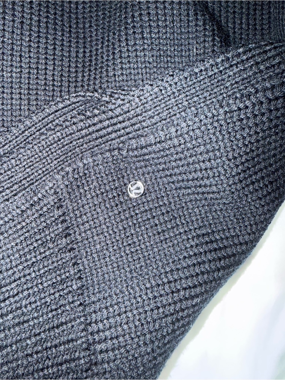 lululemon athletica charcoal knit pullover with metal logo